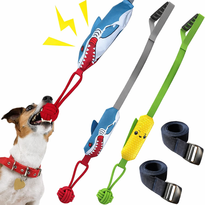 🦈 Paticomfort Sesli Köpek Balığı Halat Oyuncağı | 3'ü 1 Arada: Kemirme + Çekiştirme + Diş Kaşıma