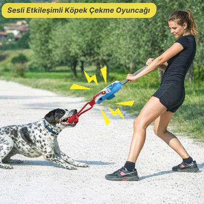🦈 Paticomfort Sesli Köpek Balığı Halat Oyuncağı | 3'ü 1 Arada: Kemirme + Çekiştirme + Diş Kaşıma